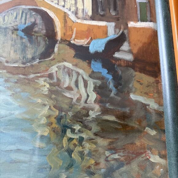 Signed! FRAMED Painting: The Venetian Canals Of Venice Italy Gondola Landscape - Picture 8 of 15